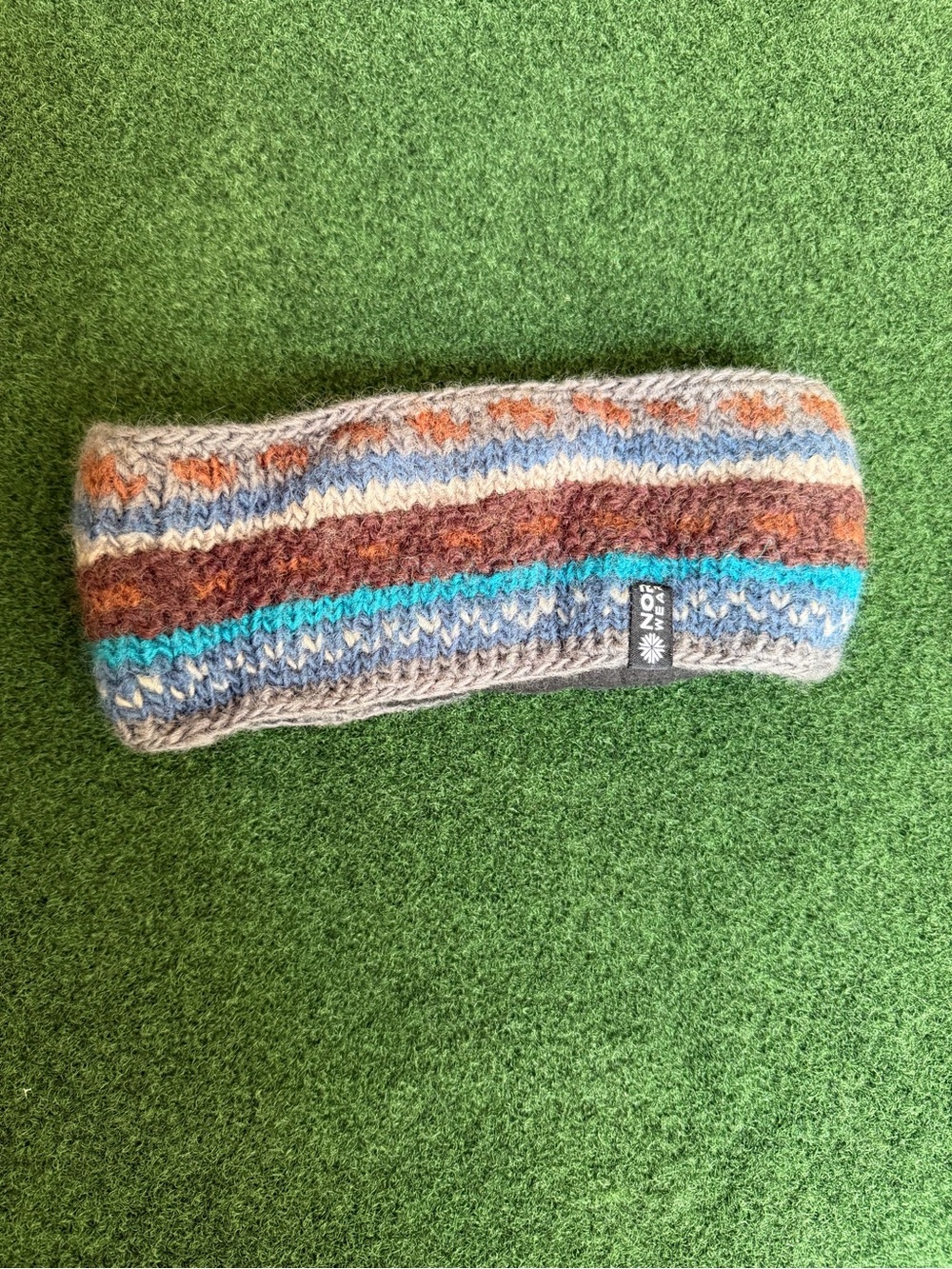 NOR Multicolor Knit Ear Warmer Headband - Gray, Turquoise, Brown, Orange